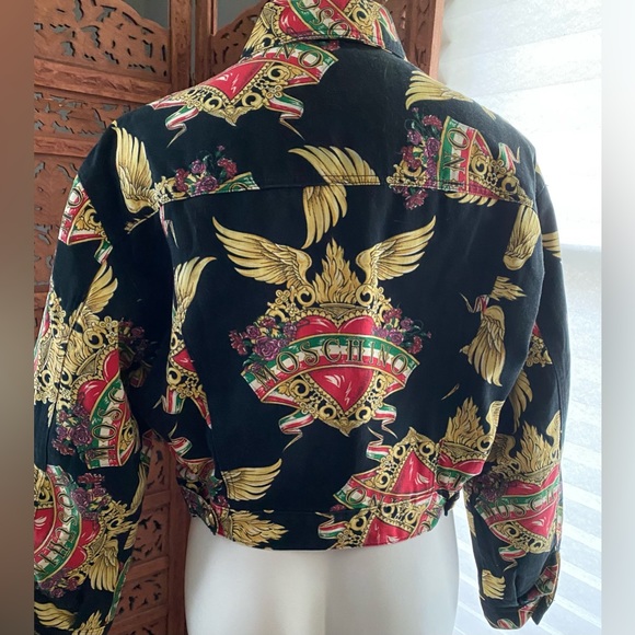 Vintage Moschino Jeans Winged Heart Women’s Denim Jacket. Size 10. 1990s/Y2K - Picture 10 of 11